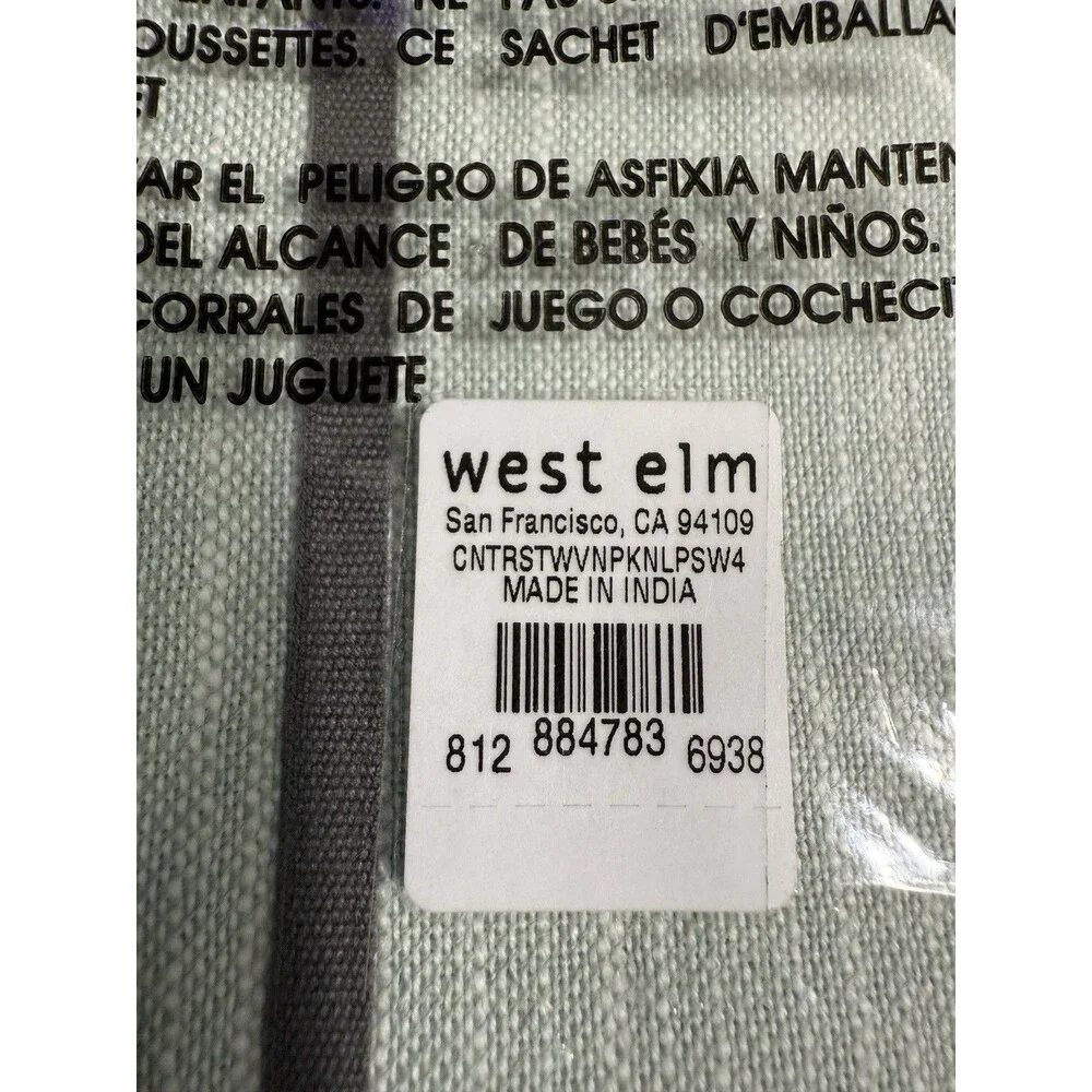 West Elm Napkins Set/4 White Green Colorblock 2 Color Design Contemporary NWT